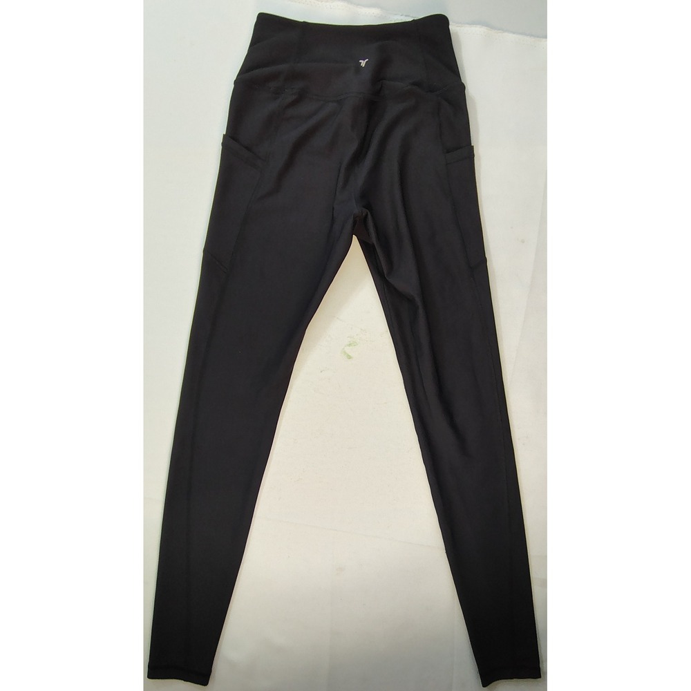 Old Navy Active Powersoft Yoga Leggings Black Go Dry High Rise Side Pockets Sz S
